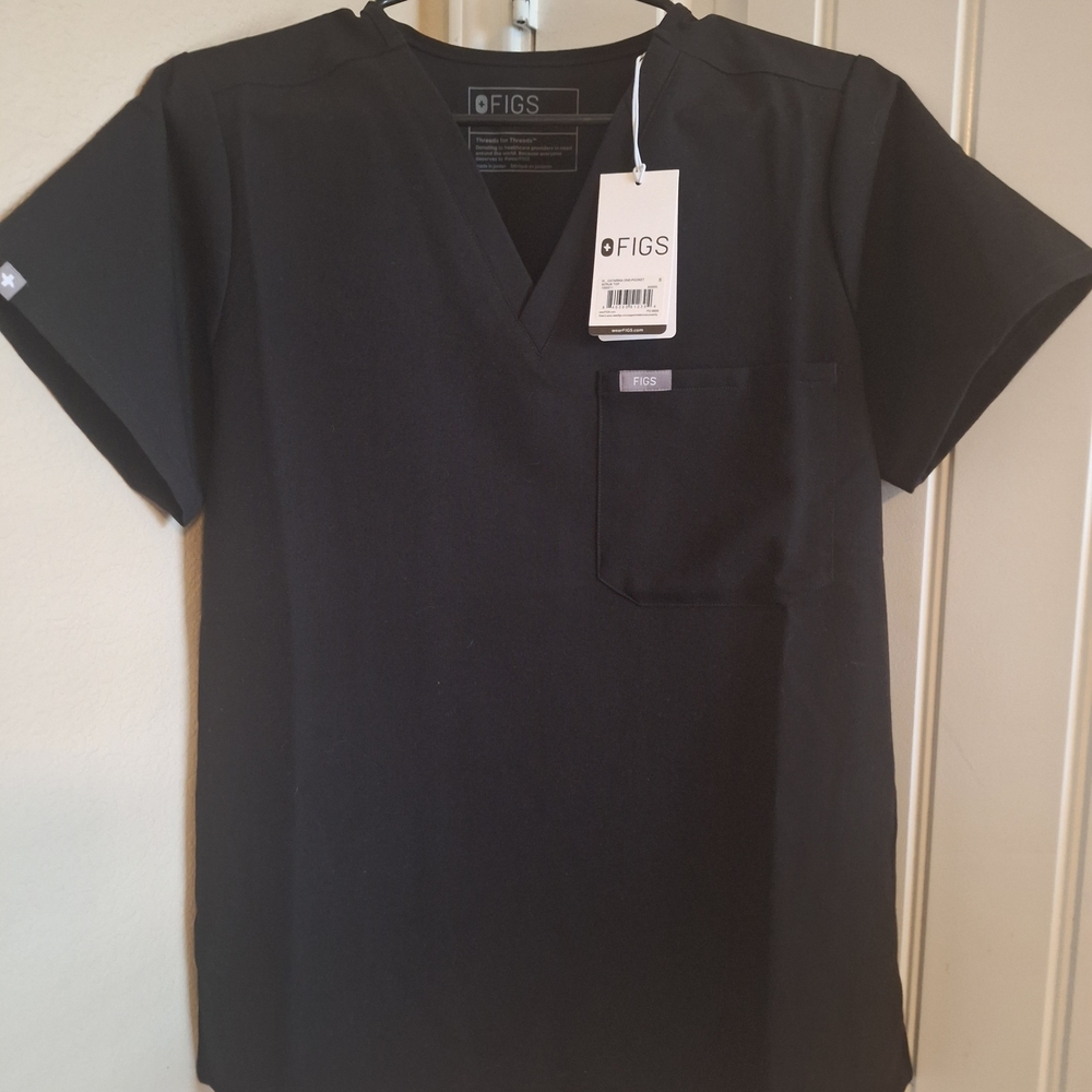 FIGS Women's Short Sleeve Black Scrub Top